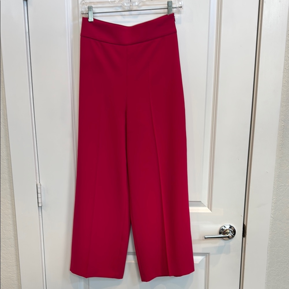 Zara Women's Hot Pink High-Waisted Wide-Leg Pants